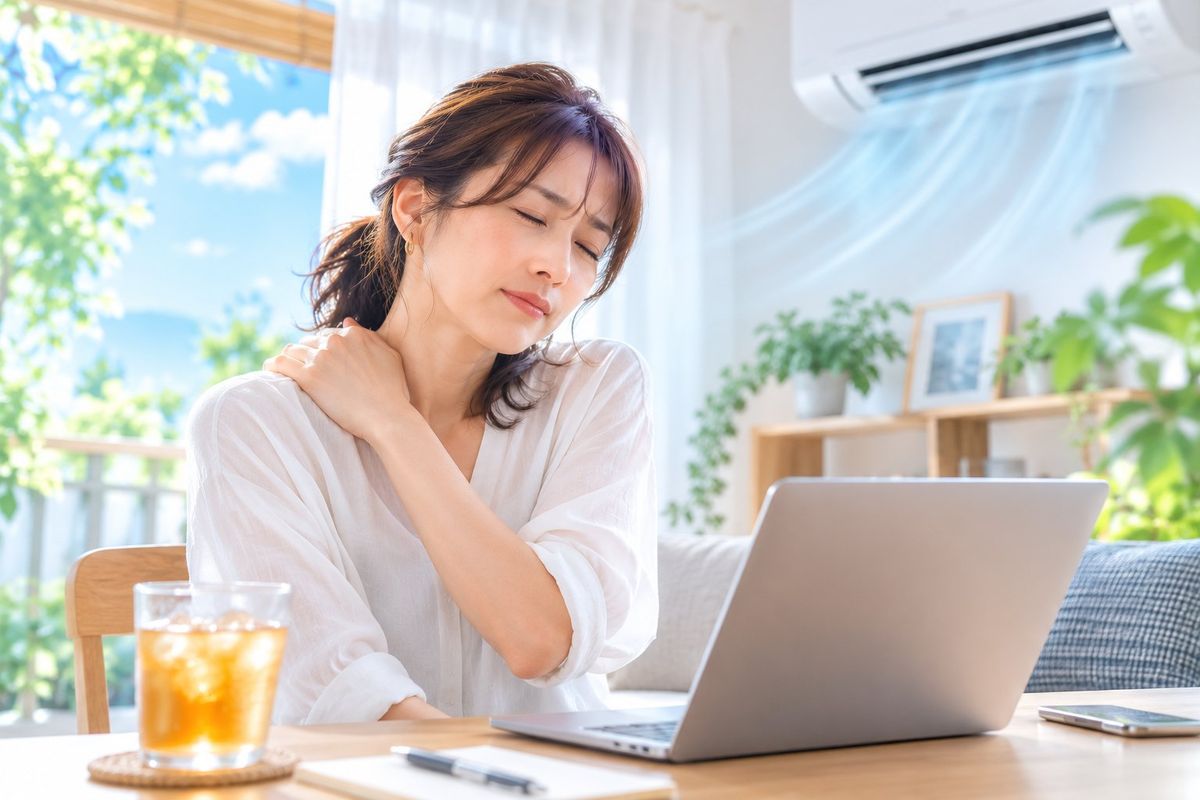 夏の肩こりの正体と対策｜ひなた整骨院